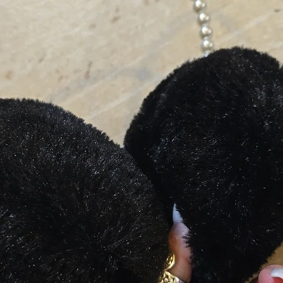 Stylish Faux Pearl Accent Black Earmuffs - Picture 5 of 5